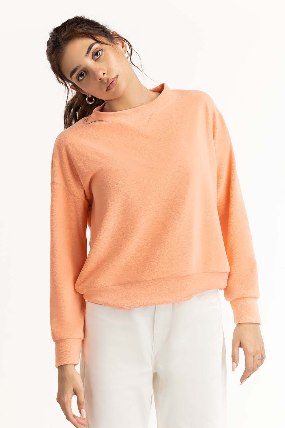 Peach Embroidered Sweatshirt 224-210-001