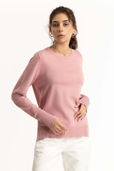 Pink Basic Knit Sweater 224-211-008