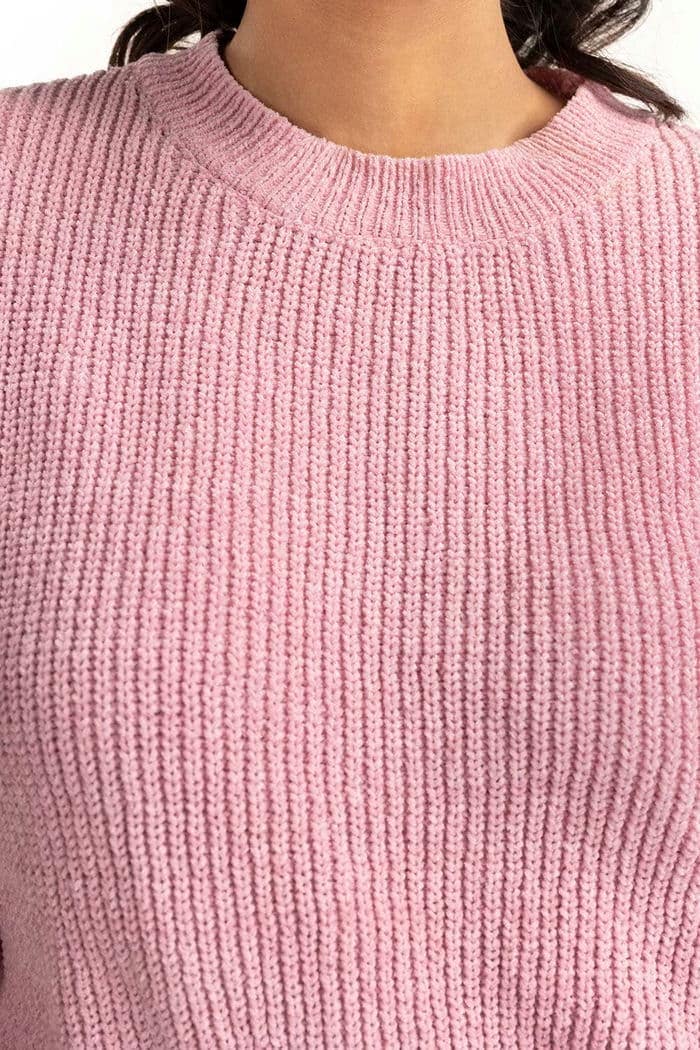 Pink Cropped Knit Sweater 224-216-301