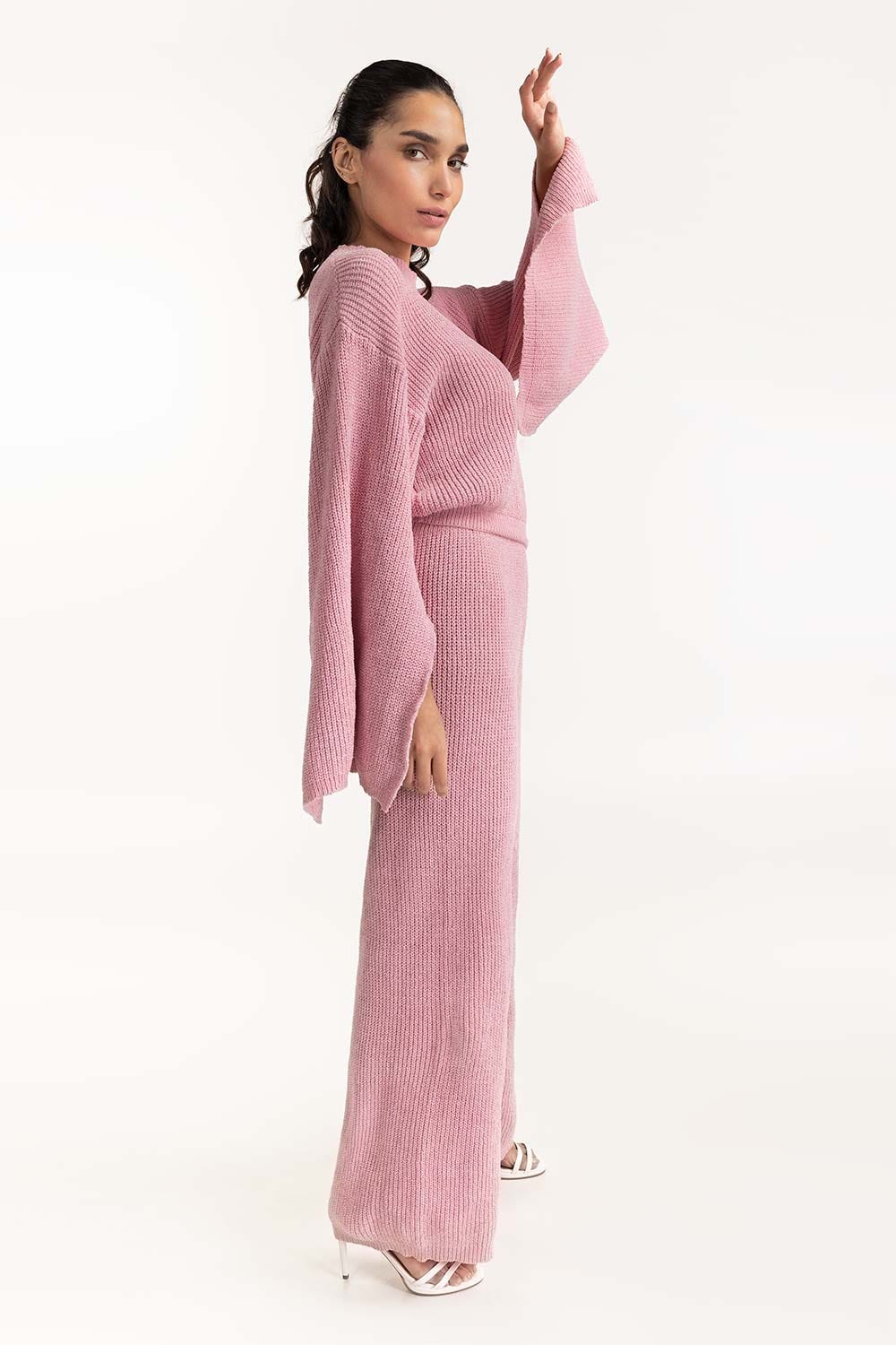 Pink Cropped Knit Sweater 224-216-301