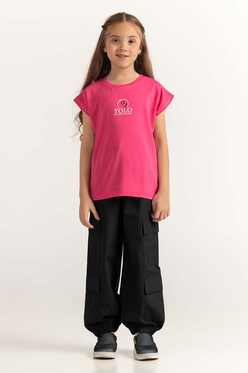 Pink Junior Girl Knit Printed Tee JG-TS-SS24-001
