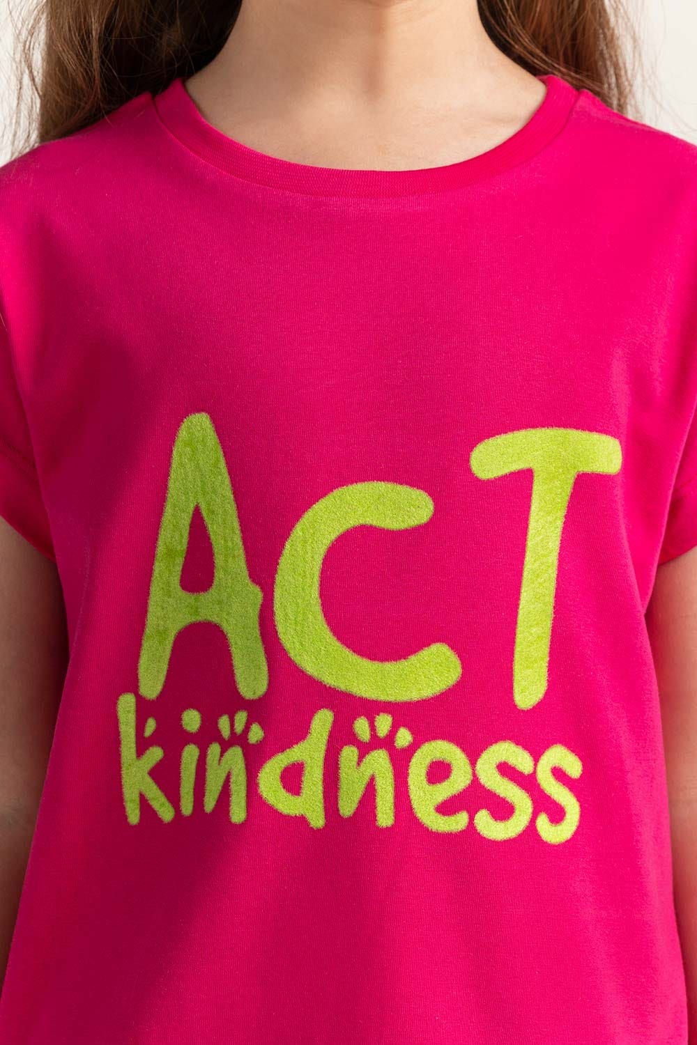 Pink Junior Girl Knit Printed Tee JG-TS-SS24-040