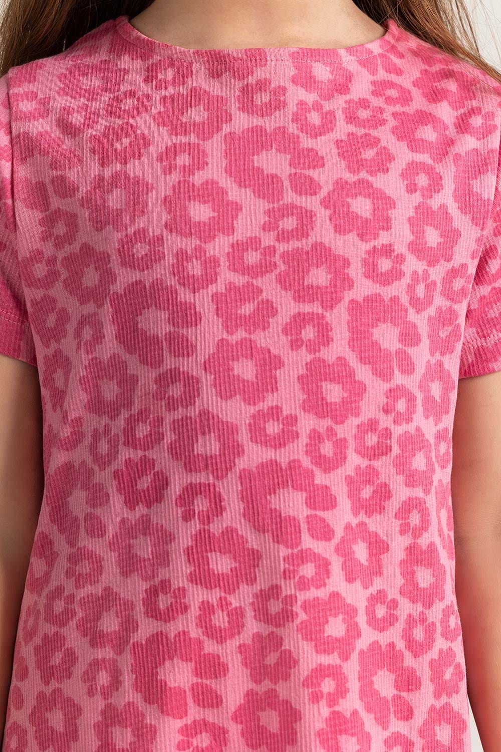 Pink Junior Girl Printed Dress JG-DRS-SS24-404