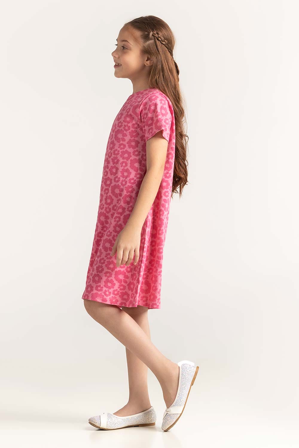 Pink Junior Girl Printed Dress JG-DRS-SS24-404