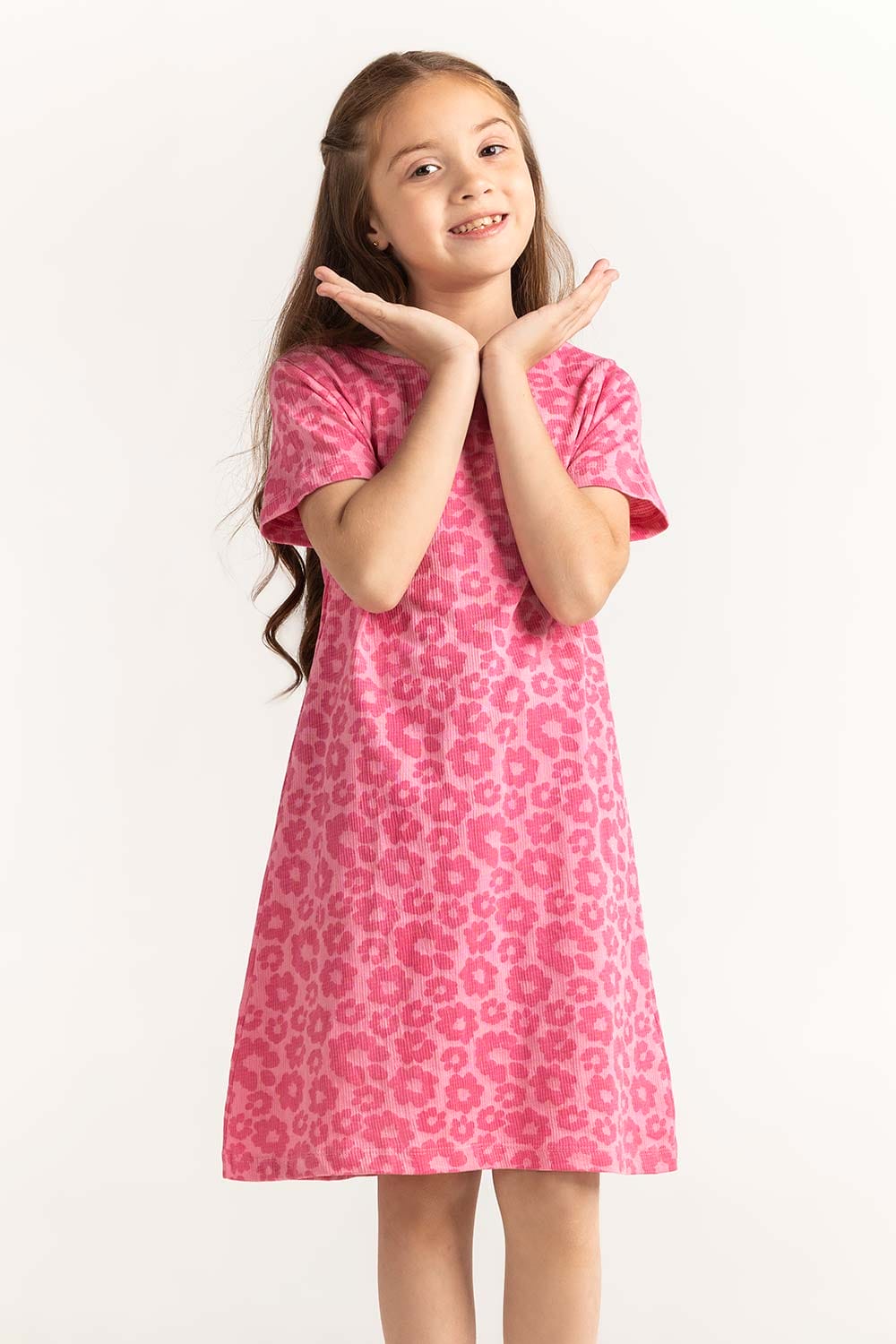 Pink Junior Girl Printed Dress JG-DRS-SS24-404