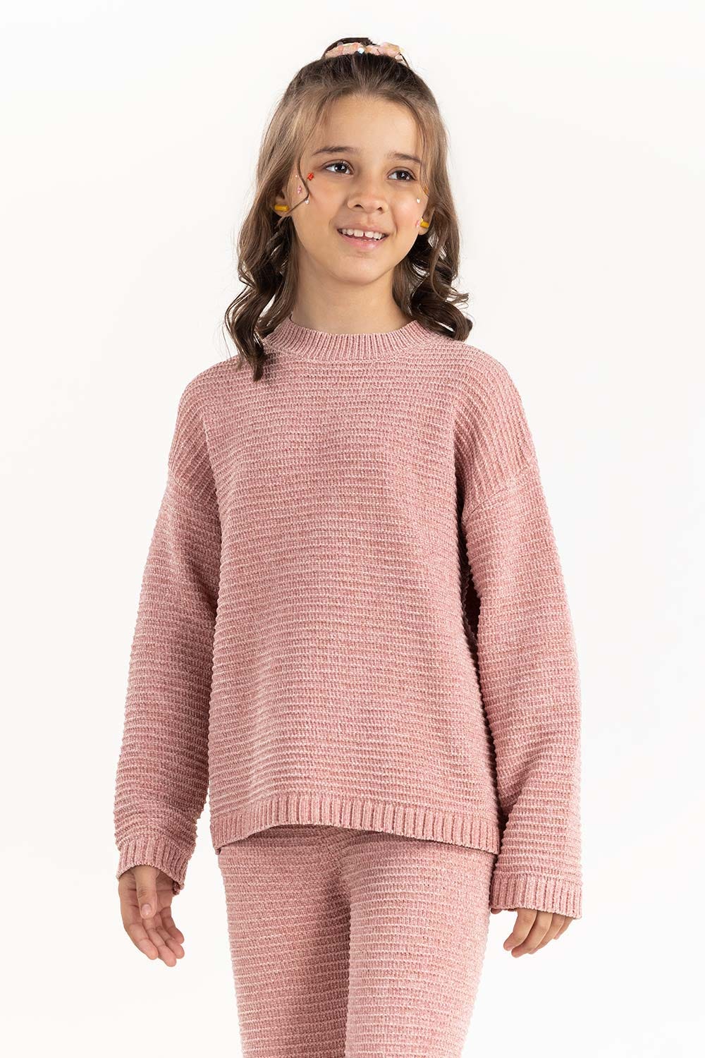 Toddler Girl Pink Knit Trouser 224-616-306