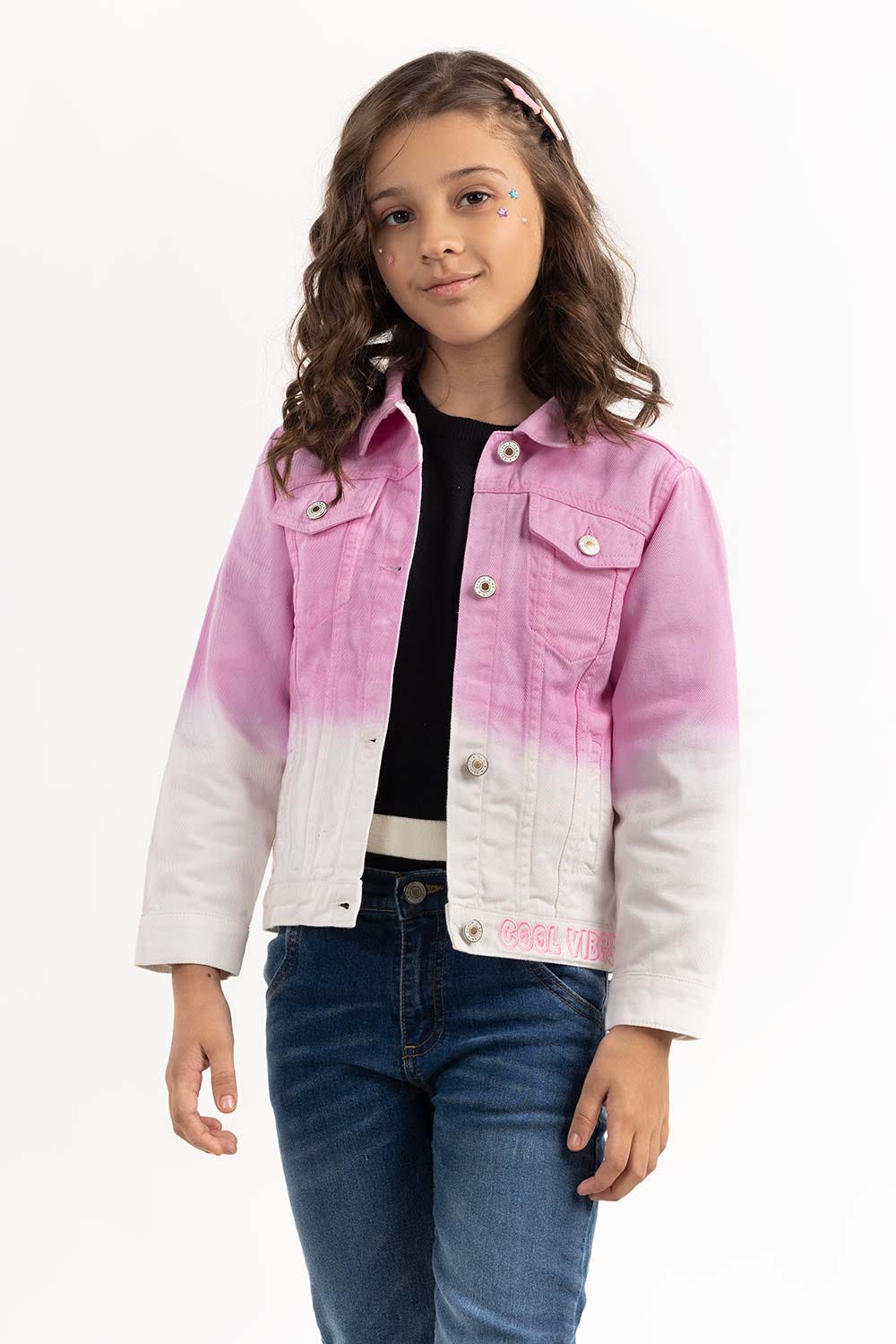 Junior Girl Pink Non Denim Jacket 224-410-048