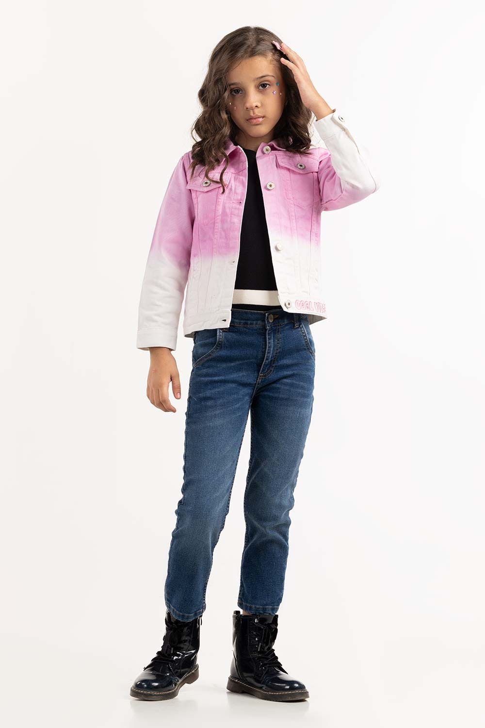 Junior Girl Pink Non Denim Jacket 224-410-048
