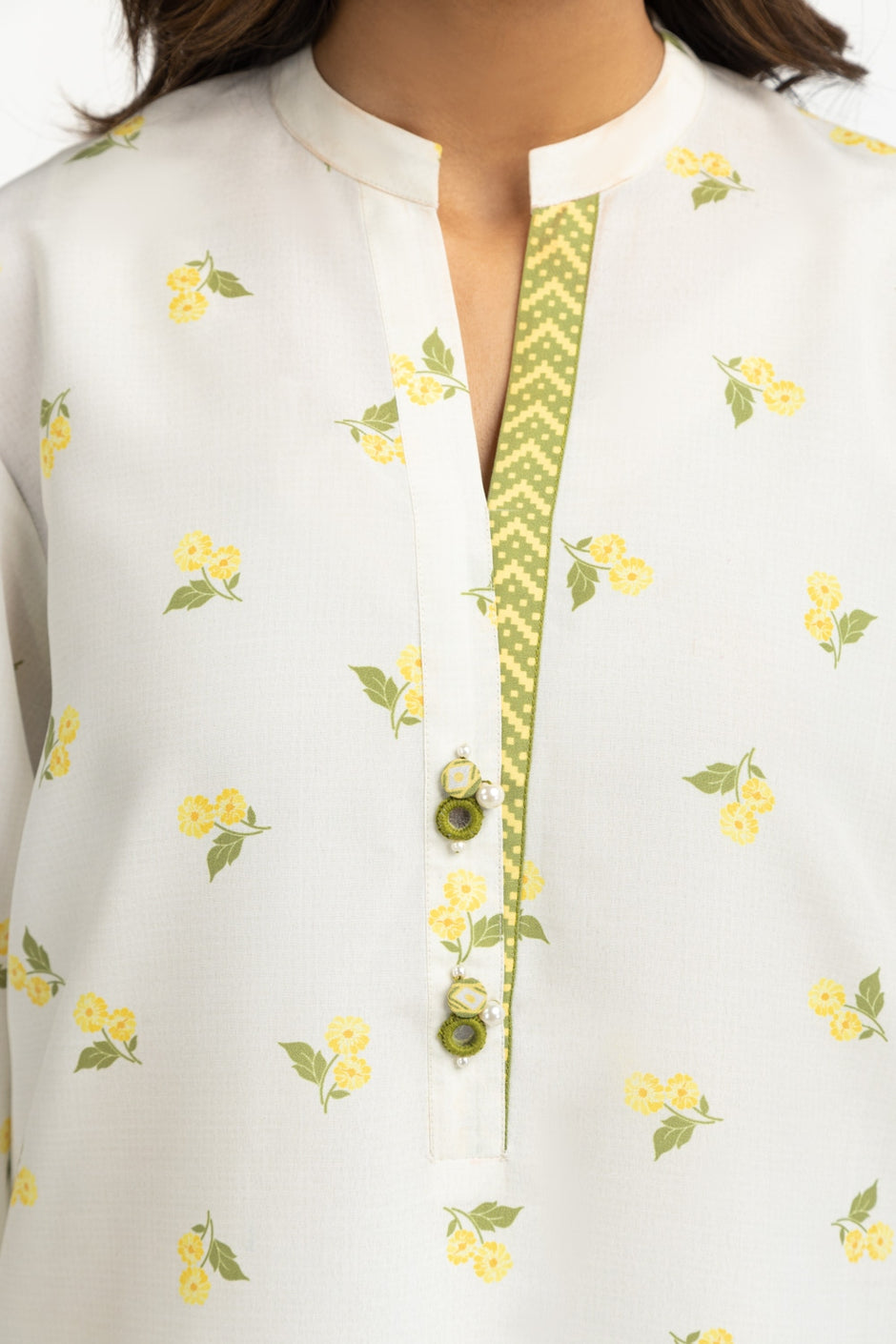 Poly Cambric Printed With Embroidered Co-Ord Set