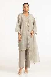 Poly Net Burnout Embroidered Shirt And Trouser IPST-44332