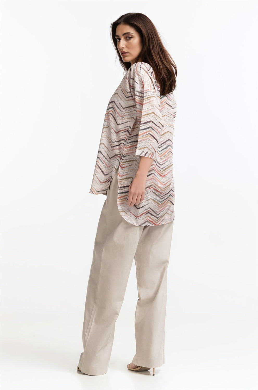 Printed-Ban-Collar Button Down Shirt WM-CS-SS24-044