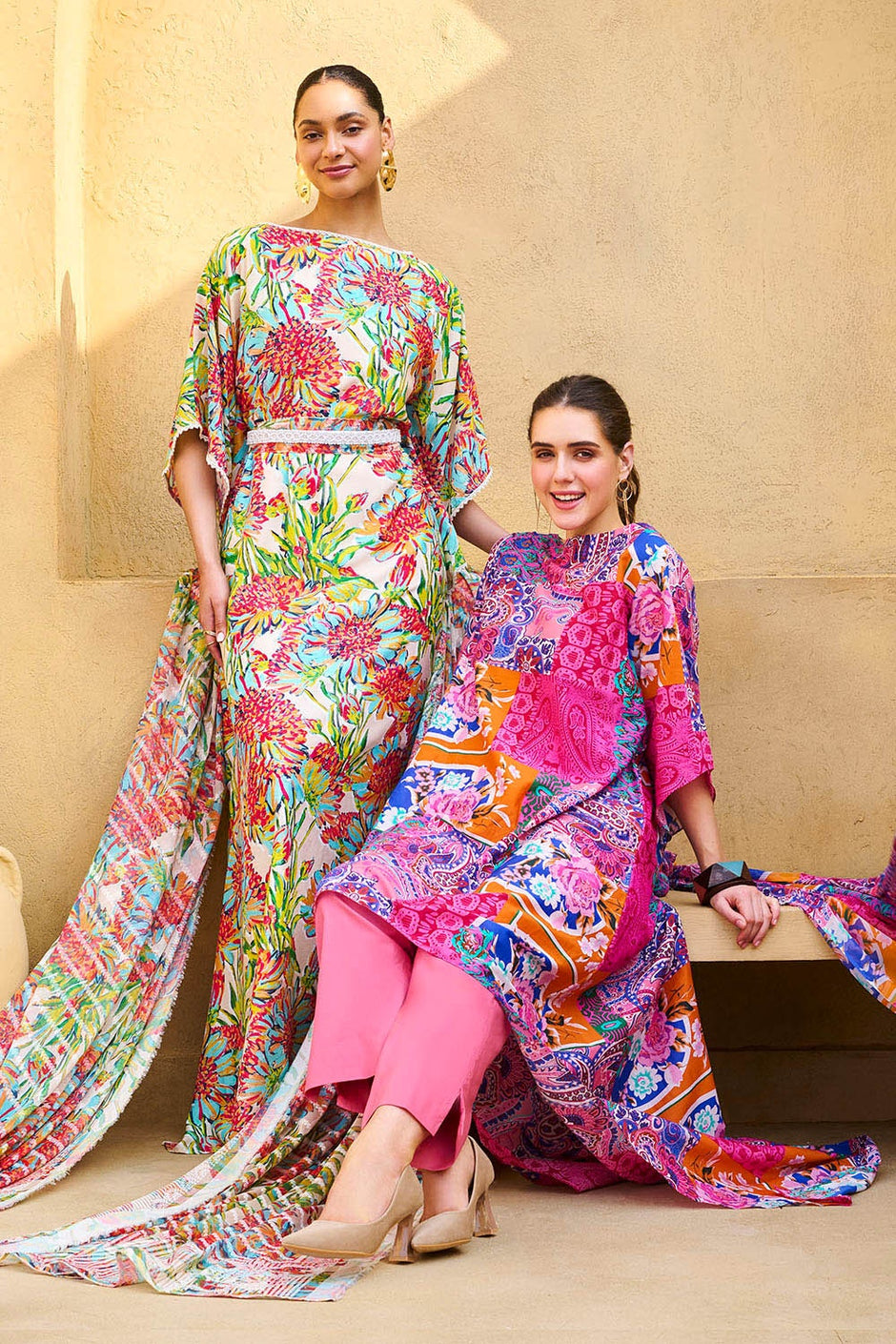 3 Piece Unstitched Printed Cotton Silk Suit with Printed Chiffon Dupatta
