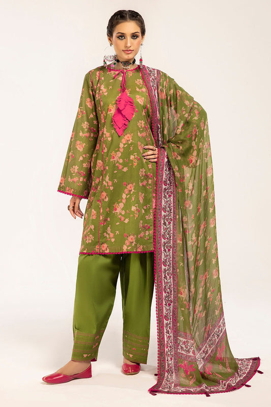 3 Piece Unstitched Printed Lawn Suit with Chiffon Dupatta BM-52039