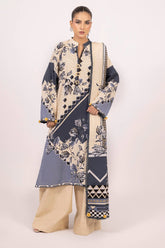 3 Piece Unstitched Printed Khaddar Suit K-52023