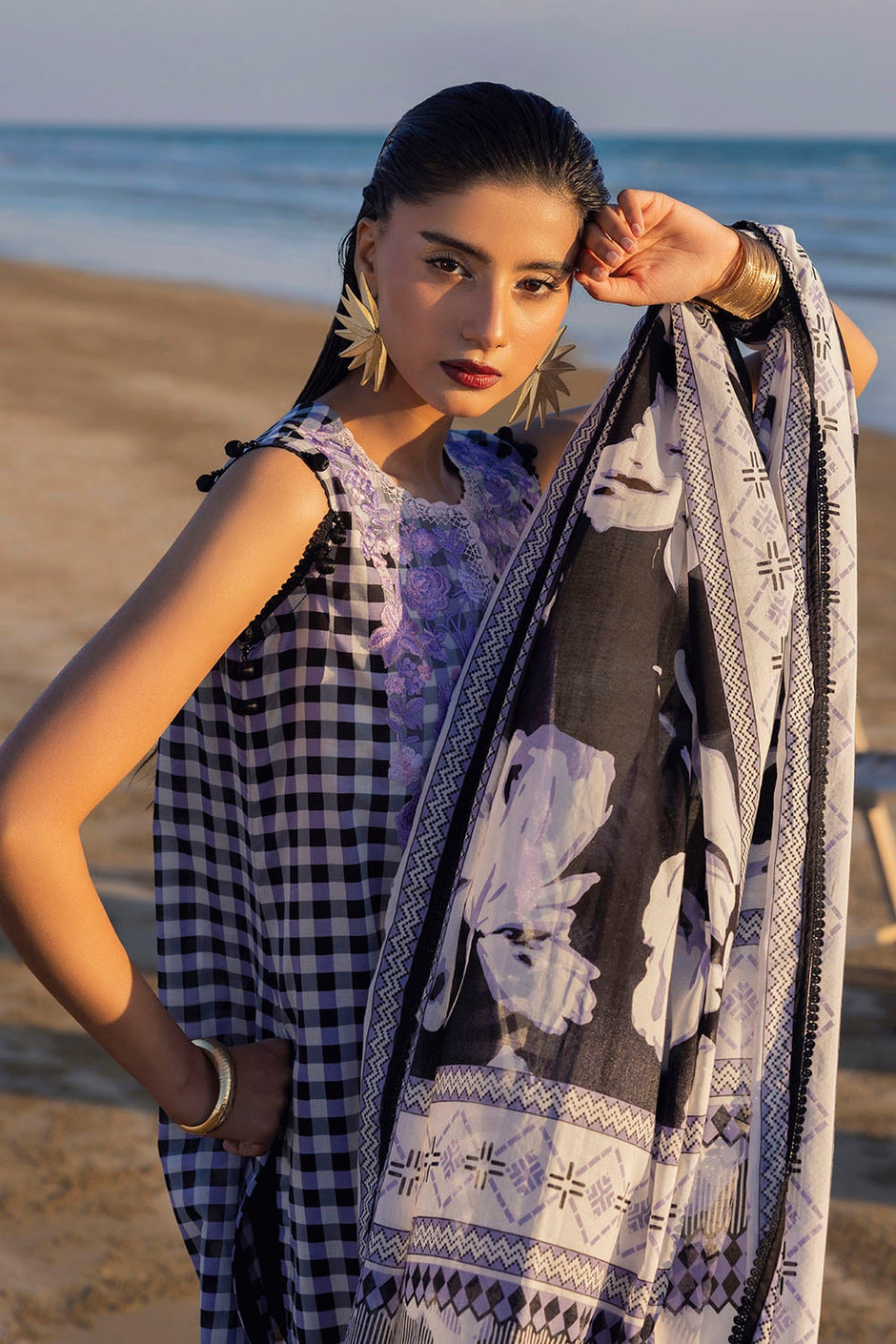 3 Piece Unstitched Embroidered Printed Lawn Suit