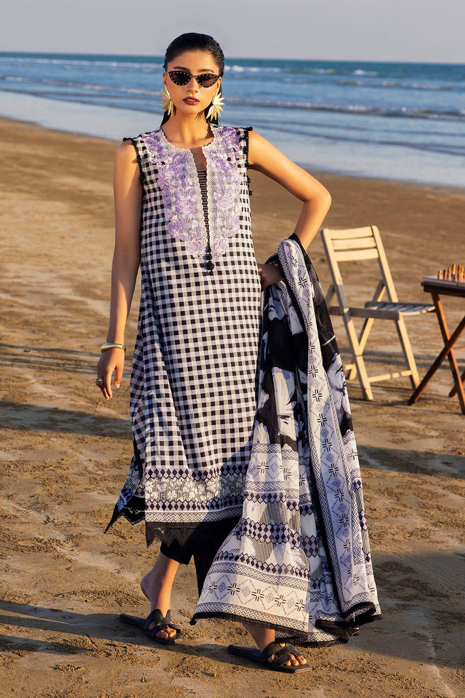 3 Piece Unstitched Embroidered Printed Lawn Suit