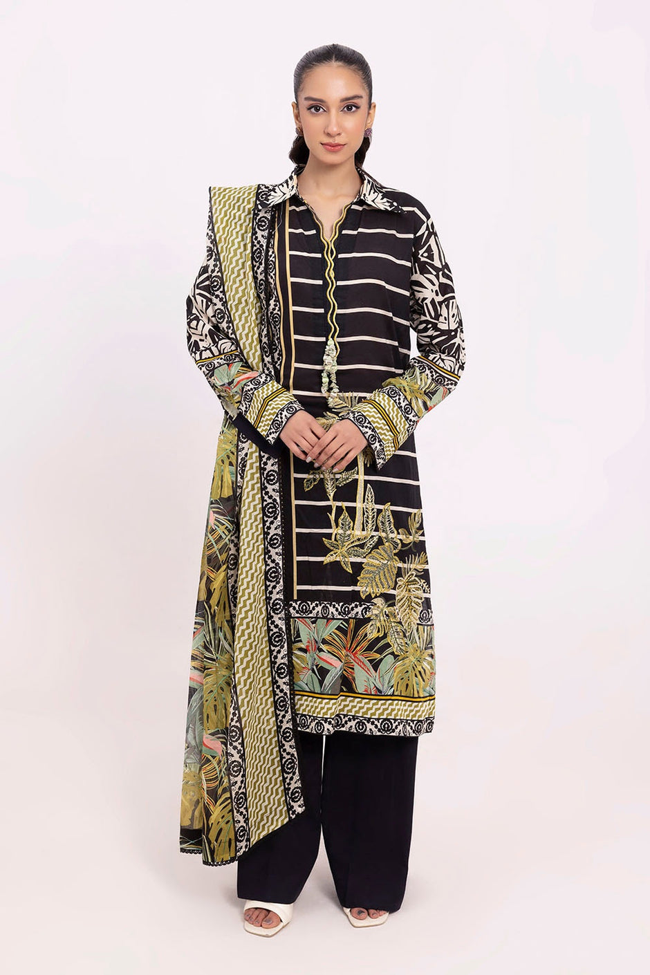 3 Piece Unstitched Embroidered Printed Lawn Suit CL-42329