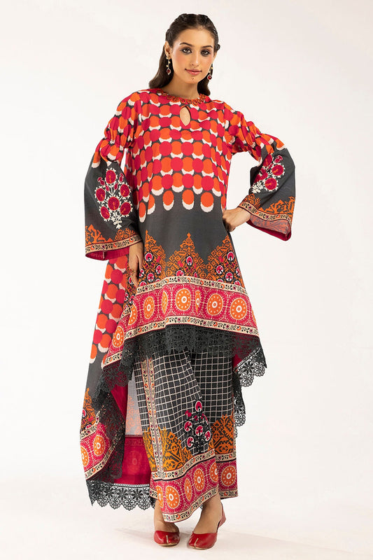 2 Piece Unstitched Printed Lawn Suit with Embroidered Bunches on Organza TL-52152