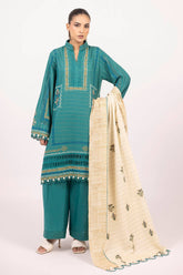 3 Piece Unstitched Mehsuri Stripe Khaddar Suit K-52059