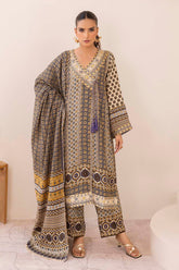 3 Piece Unstitched Embroidered Raw Silk Printed Suit SP-52068