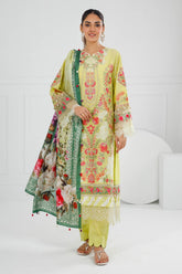 3 Piece Unstitched Embroidered Lawn Suit with Printed Tussar Silk Dupatta SP-52024