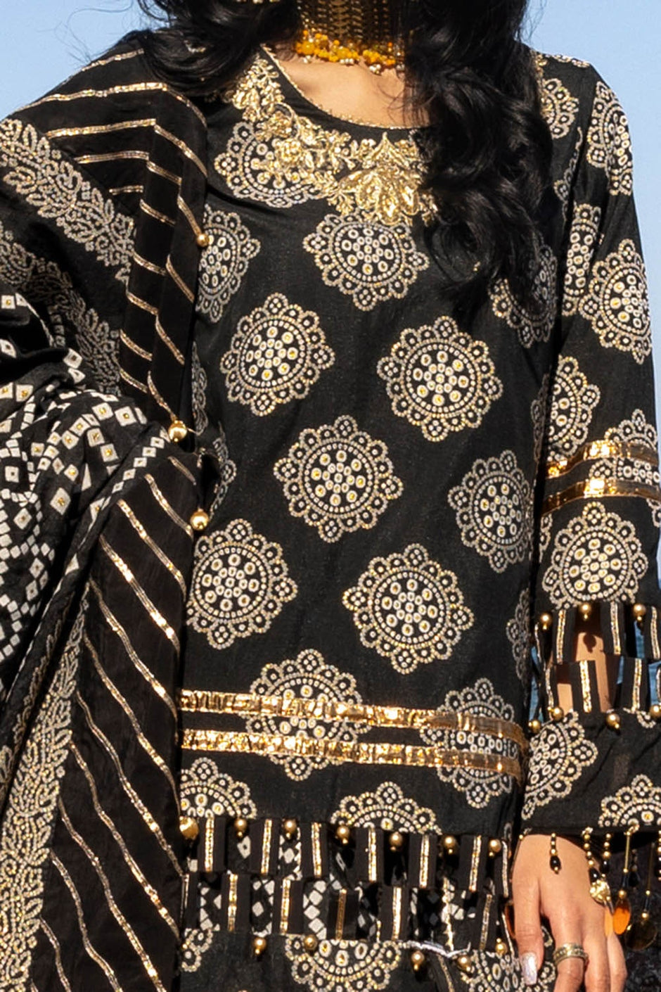 3 Piece Unstitched Embroidered Jacquard Suit with Jacquard Dupatta