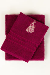 Raspberry Combed Embroidered towel