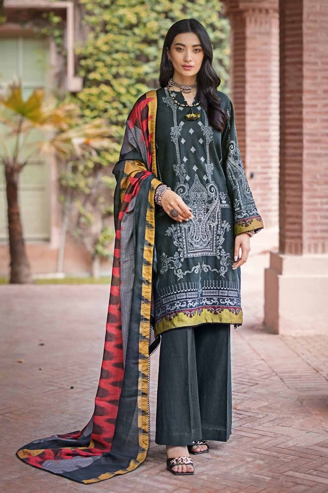 3 Piece Khaddar Jacquard Unstitched Suit with Cotton Net Dupatta MJ-32072