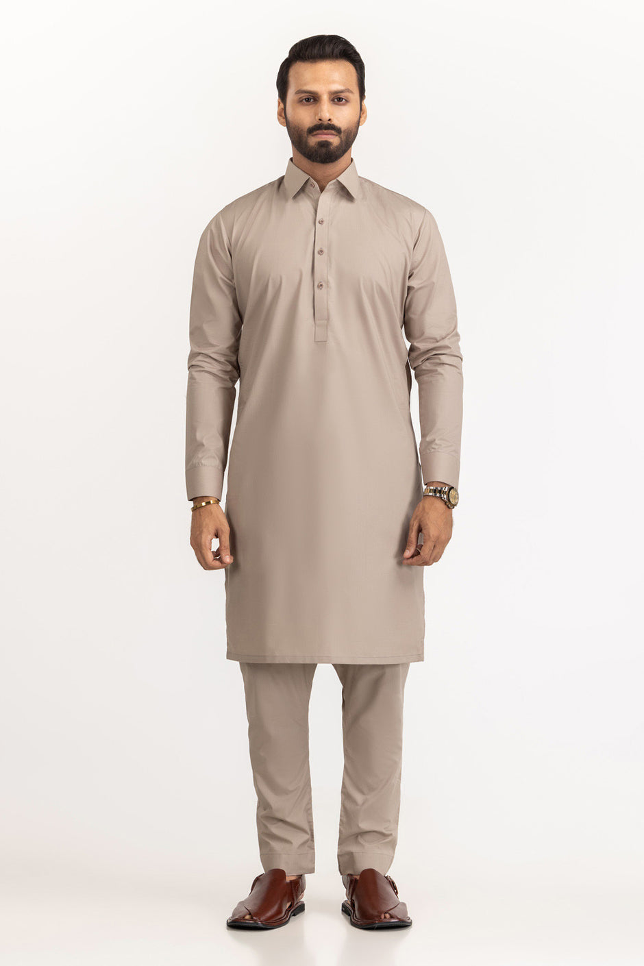Red Gold Latha Unstitched Fabric Cotton-LF