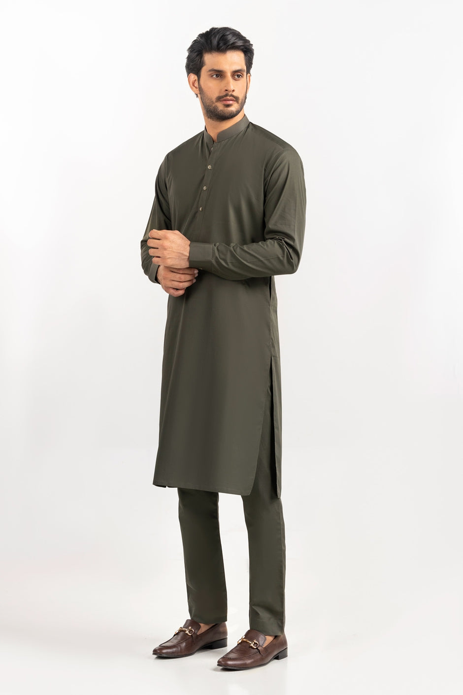 Red Gold Latha Unstitched Fabric Cotton-LF
