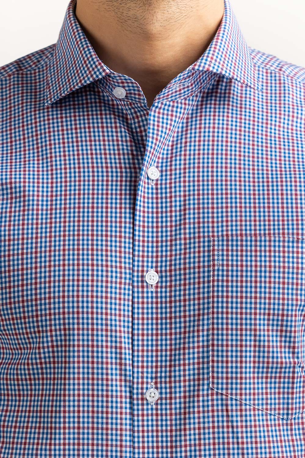 Red Blue Yarn Dyed Formal Shirt MN-FS-YD23-006