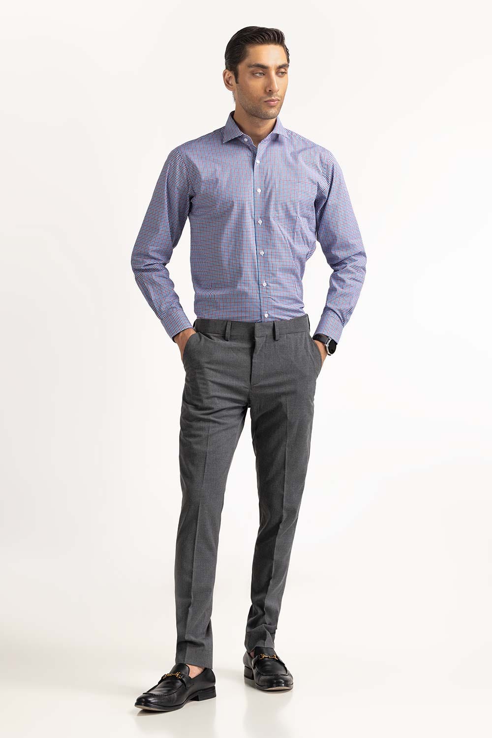 Red Blue Yarn Dyed Formal Shirt MN-FS-YD23-006