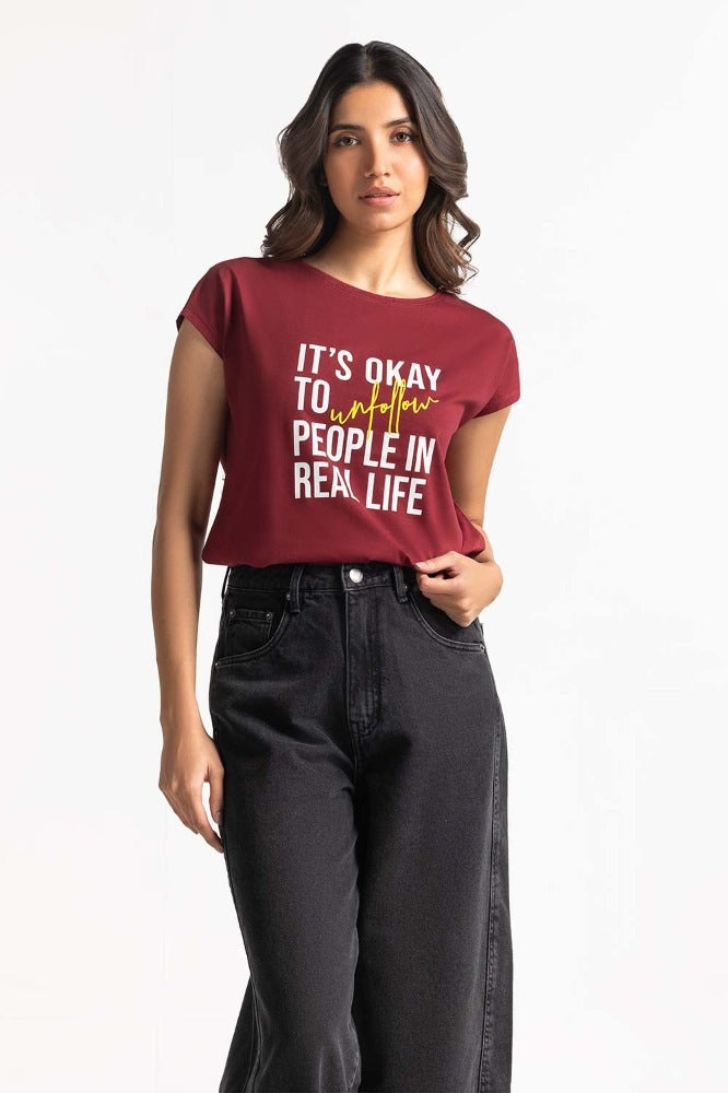 Red Printed Knit Top WM-KTP-SS24-025