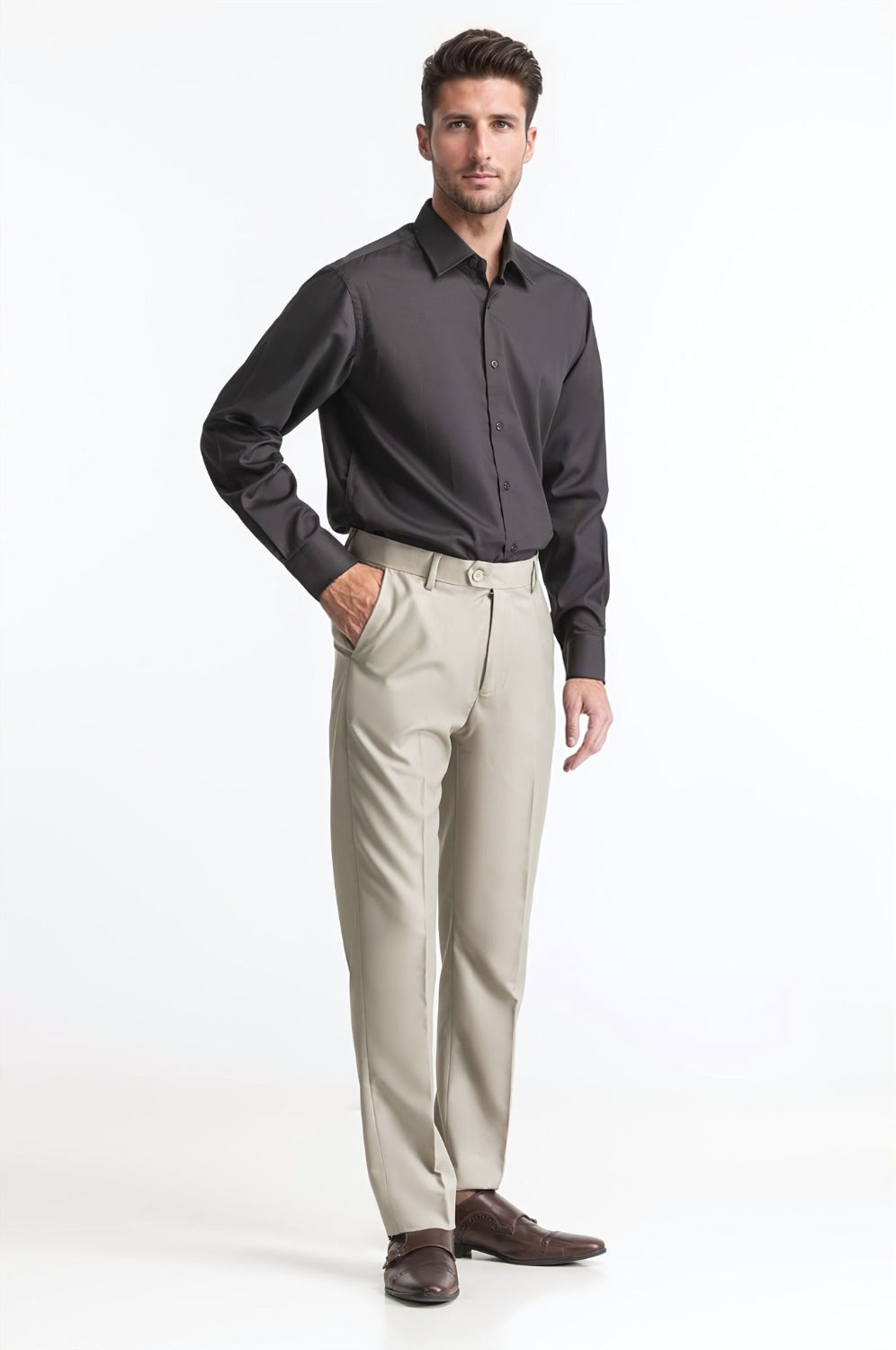 Regular Fit Blended Dress Pant MN-TR-FM23-049