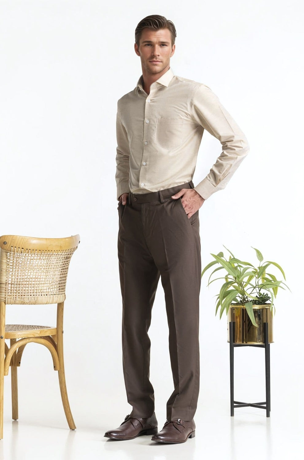 Regular Fit Blended Dress Pant MN-TR-FM23-058