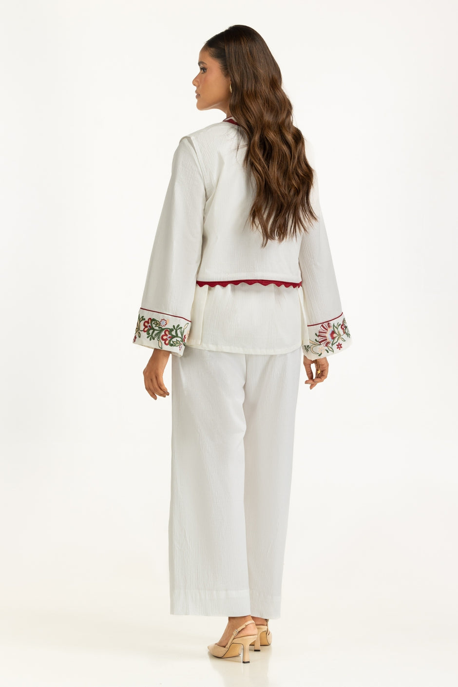 Ripple Crinkle Embroidered Co-Ord Set