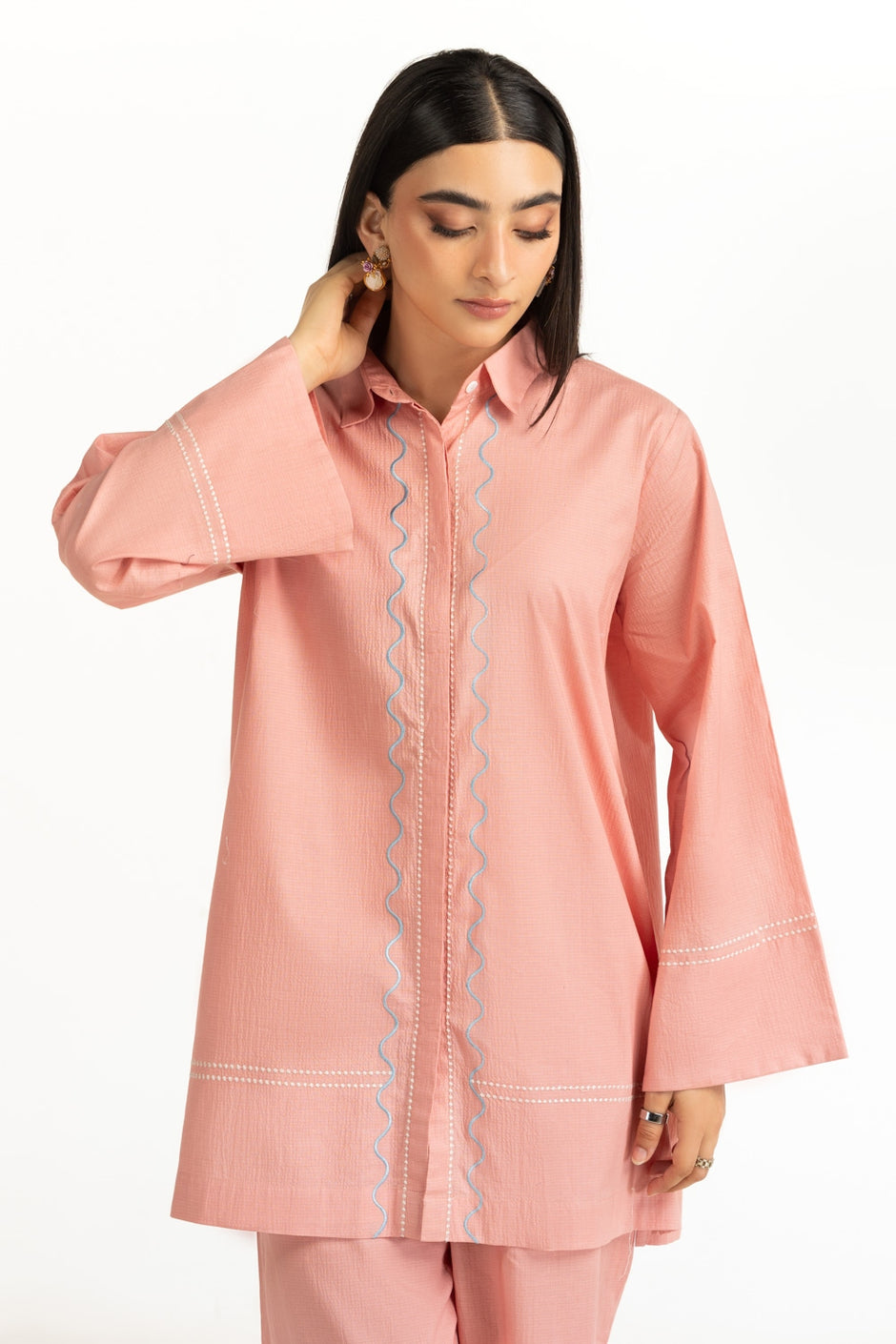 Ripple Crinkle Embroidered Co-Ord Set