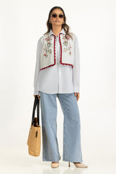 Ripple Crinkle Embroidered Waist Coat IPS-44753