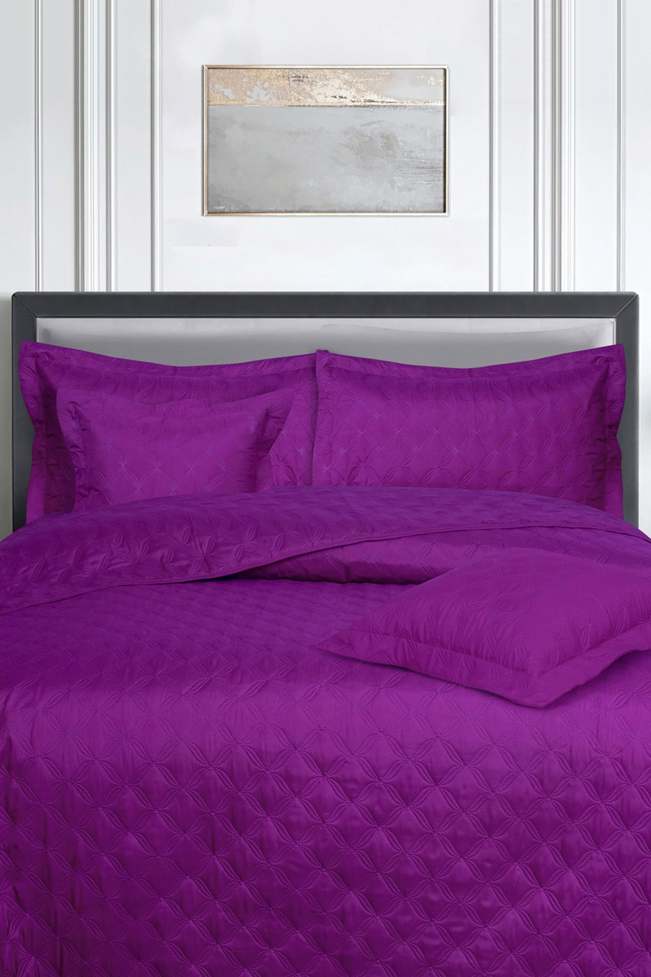 Rose Violet Dyed Ultrasonic Bed Spread