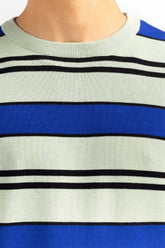 Royal White Striped Crew Neck Sweater SWT-FFSCN22-250