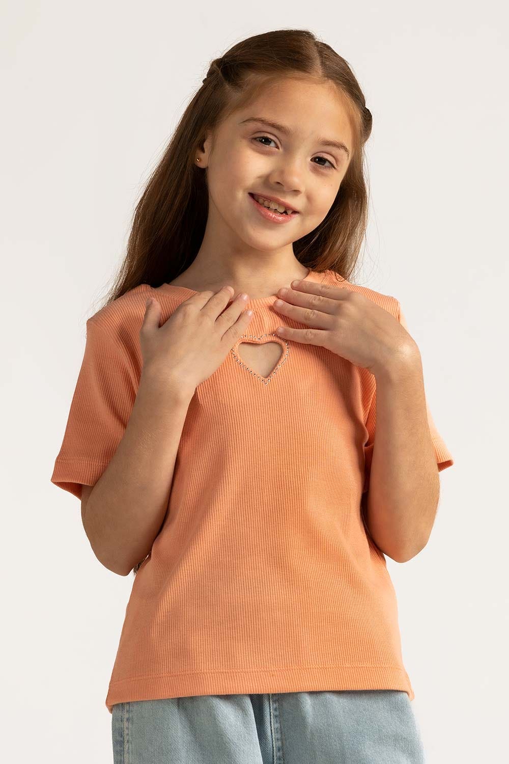 Salmon Junior Girl Knit Printed Tee JG-TS-SS24-017