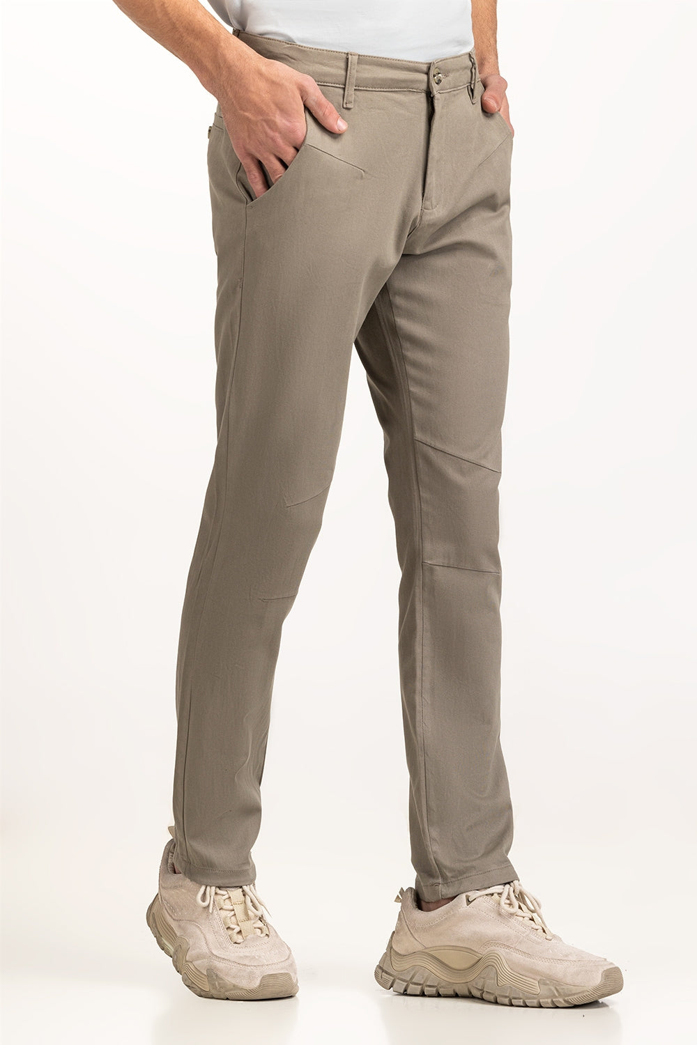 Plain Dyed Khaki Pants MN-TRC-WS24-022
