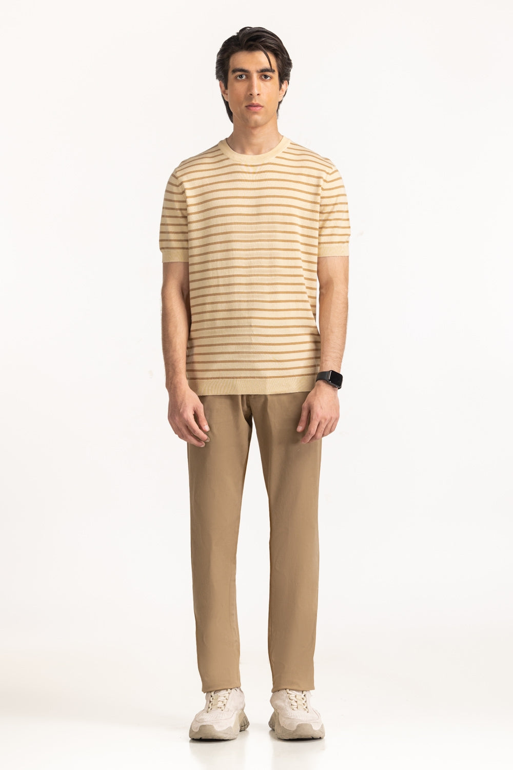 Sweater Knit Stripes T-Shirt MN-TS-SS25-200