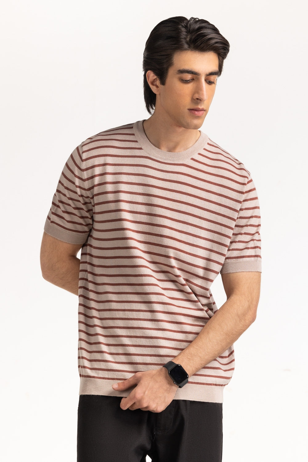 Sweater Knit Stripes T-Shirt MN-TS-SS25-201