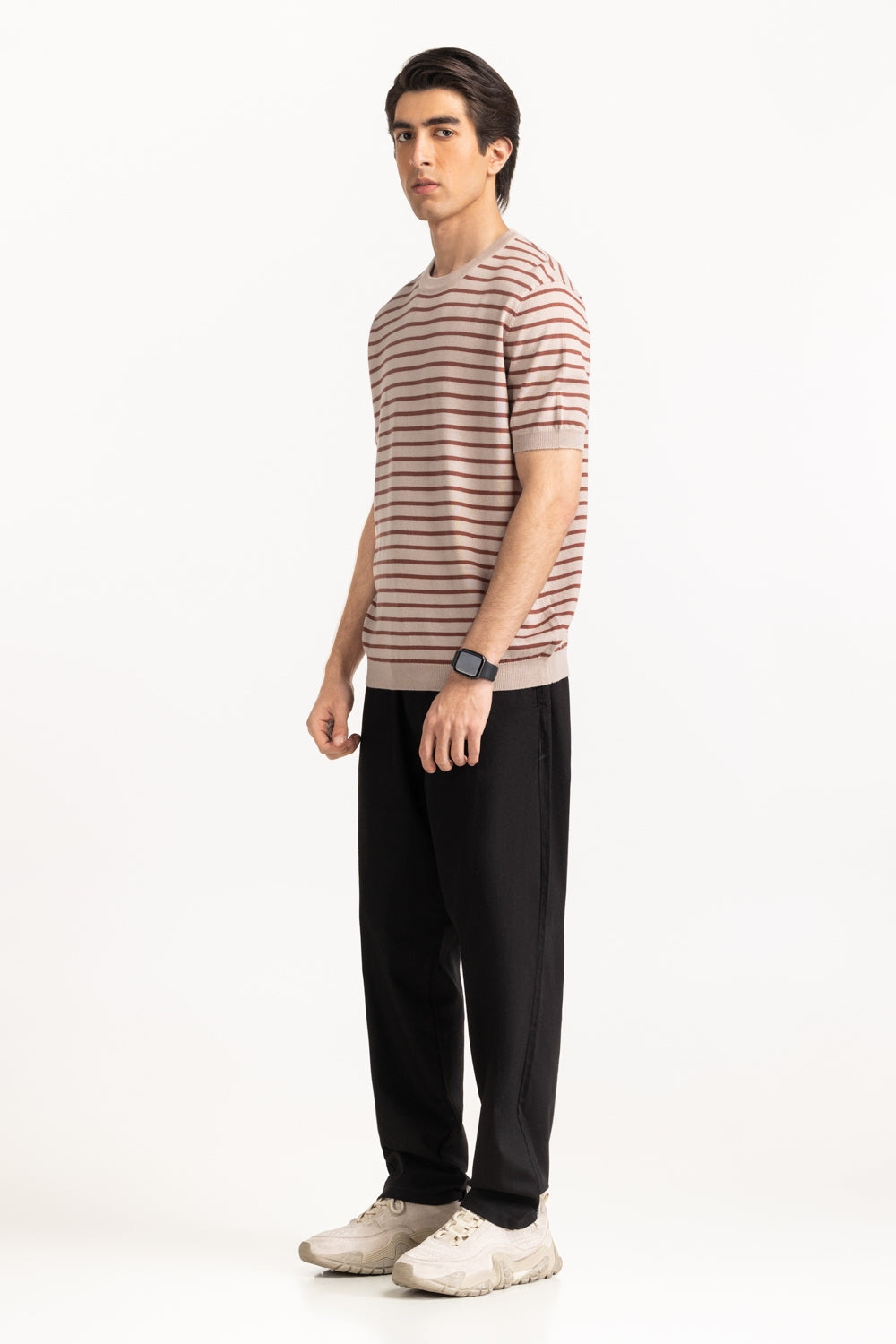 Sweater Knit Stripes T-Shirt MN-TS-SS25-201