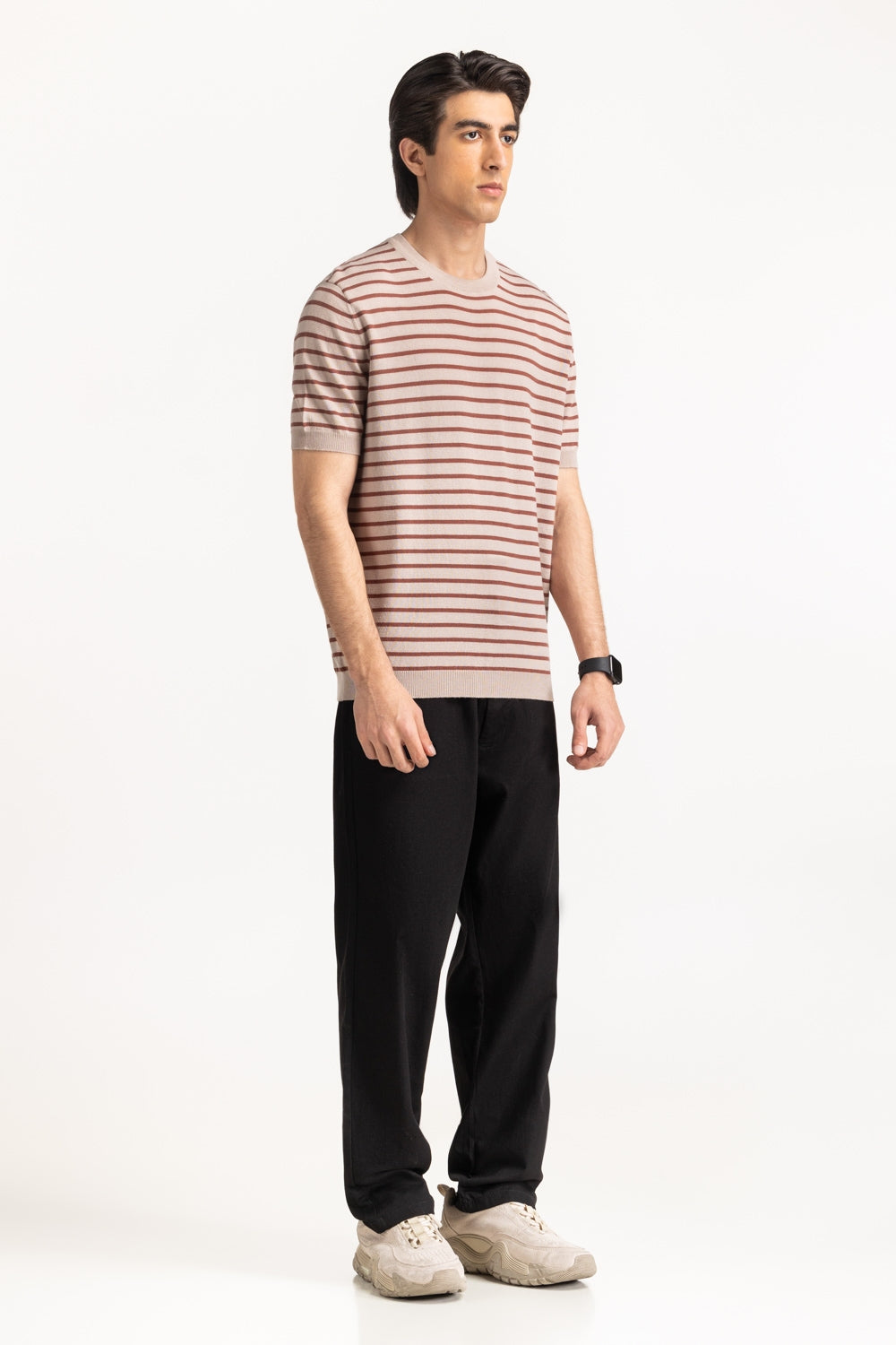 Sweater Knit Stripes T-Shirt MN-TS-SS25-201