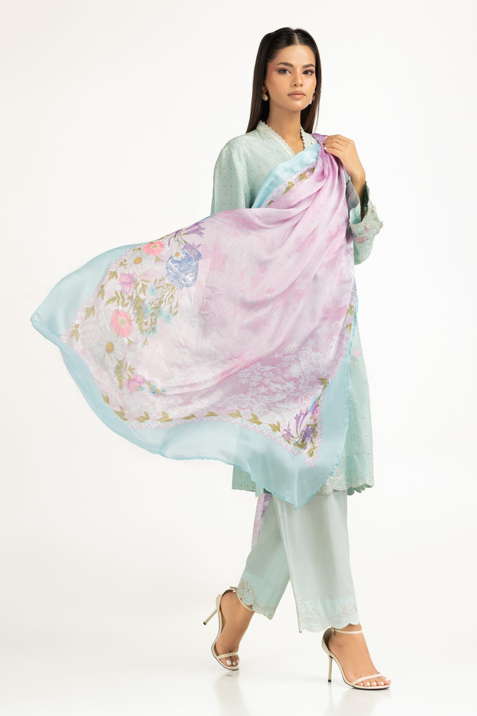 Satin Crinckle Printed Dupatta