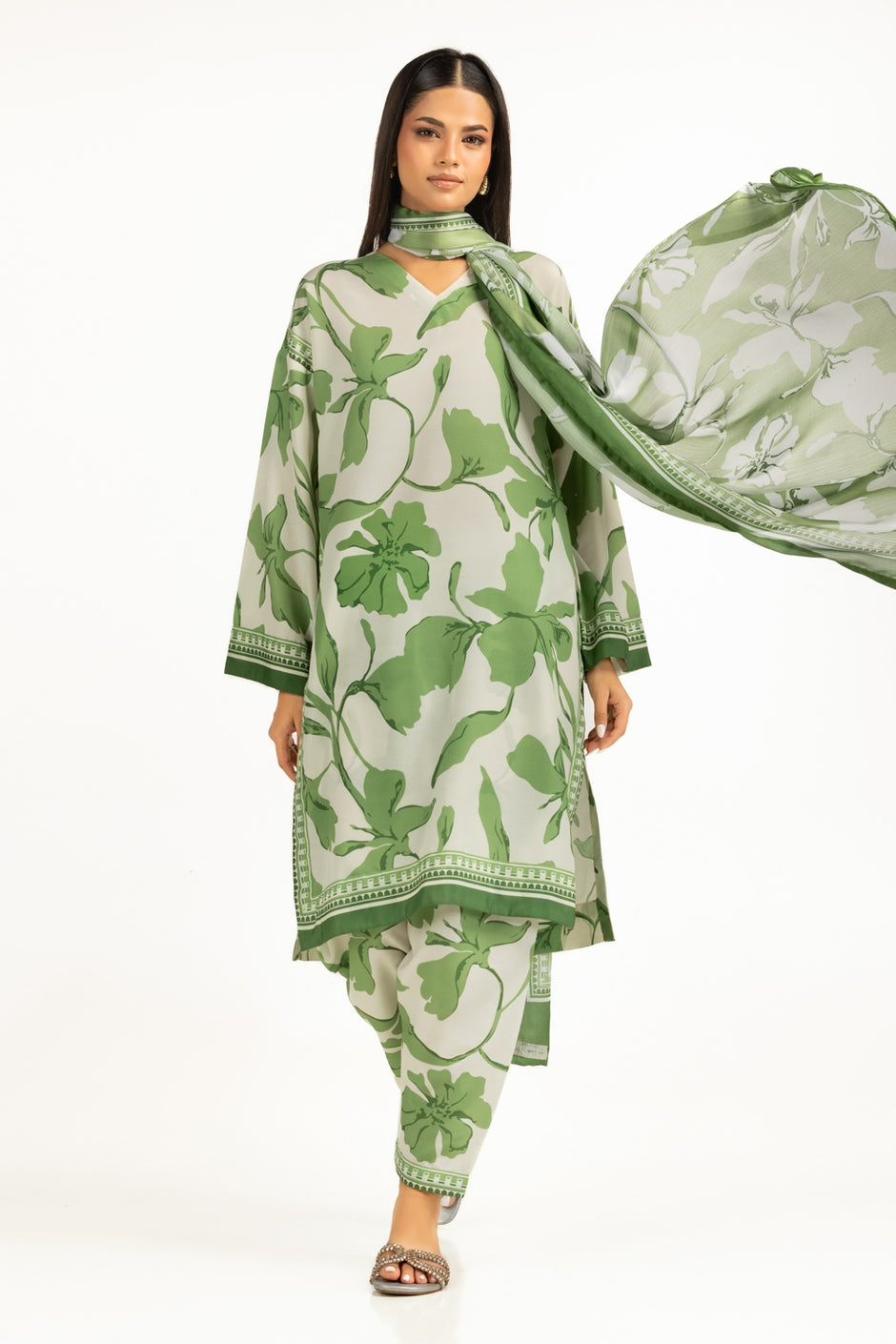 Satin Crinckle Printed Dupatta