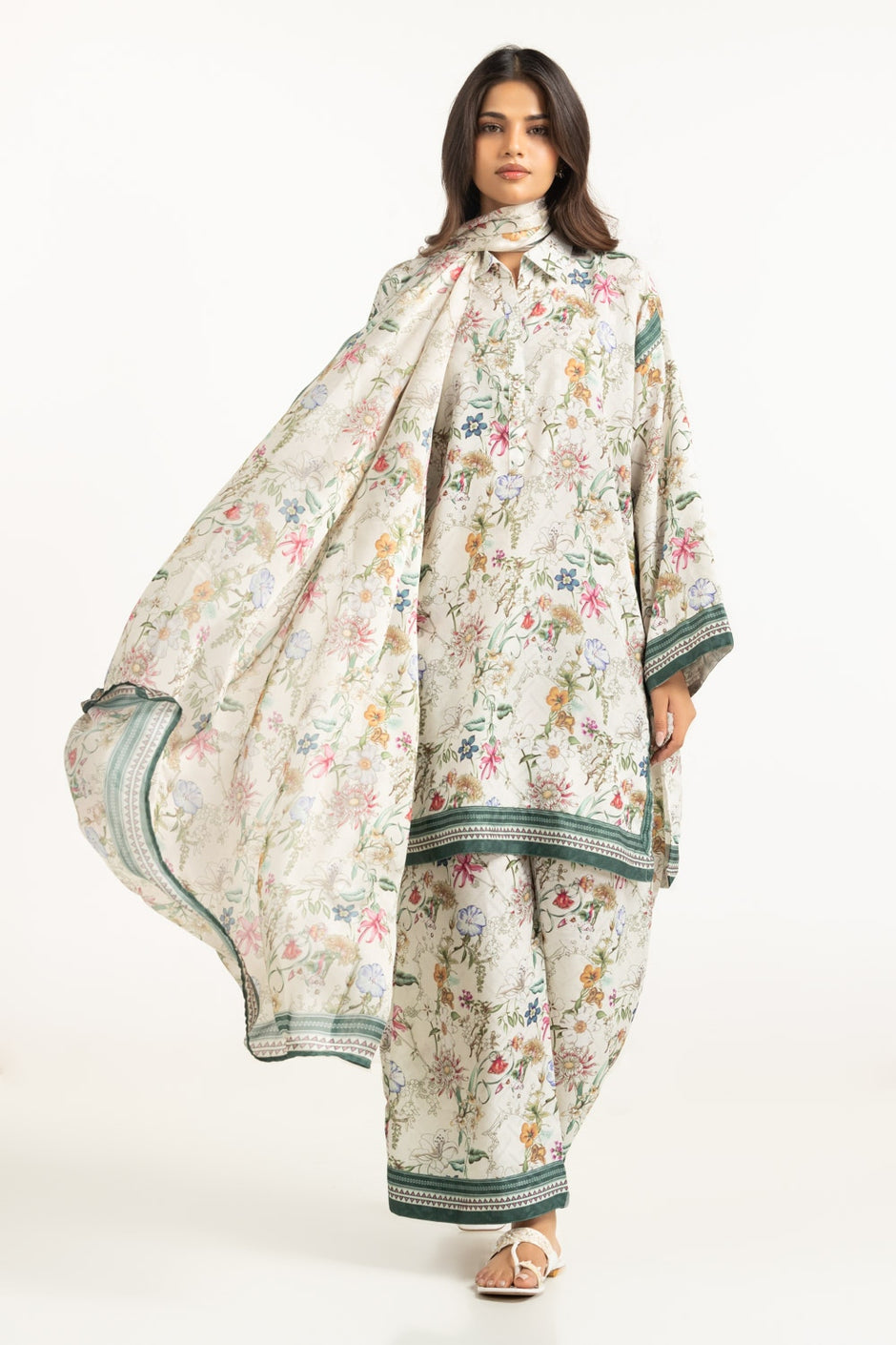 Satin Crinkle Printed Dupatta