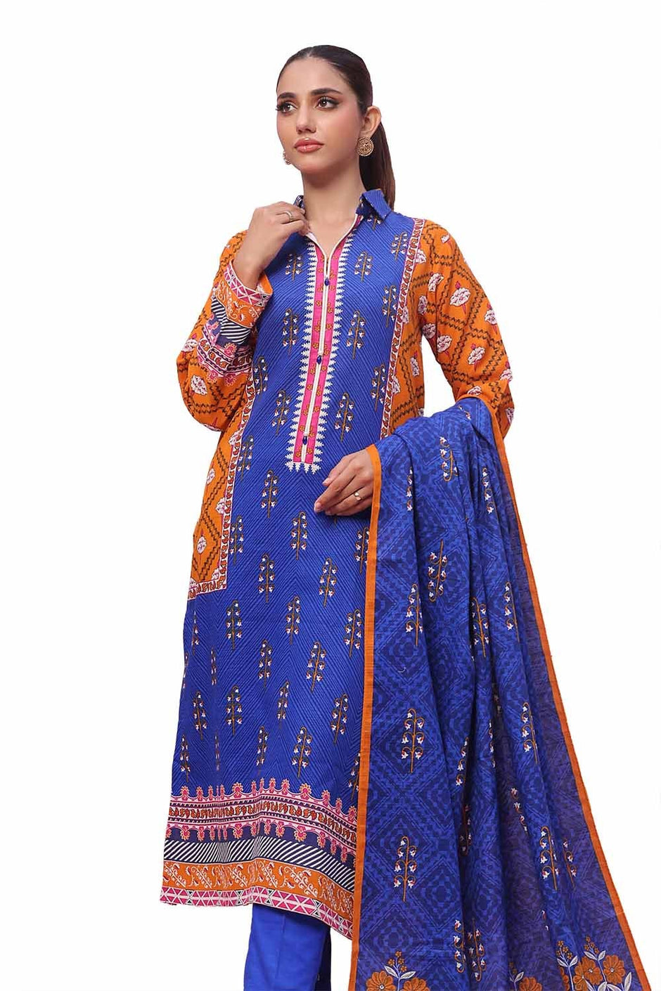 3 Piece Unstitched Printed Khaddar Suit